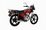 نمای جانبی موتورسیکلت دینو مدل CG 150 طرح هوندا، رنگ قرمز و مشکی، مناسب برای استفاده شهری