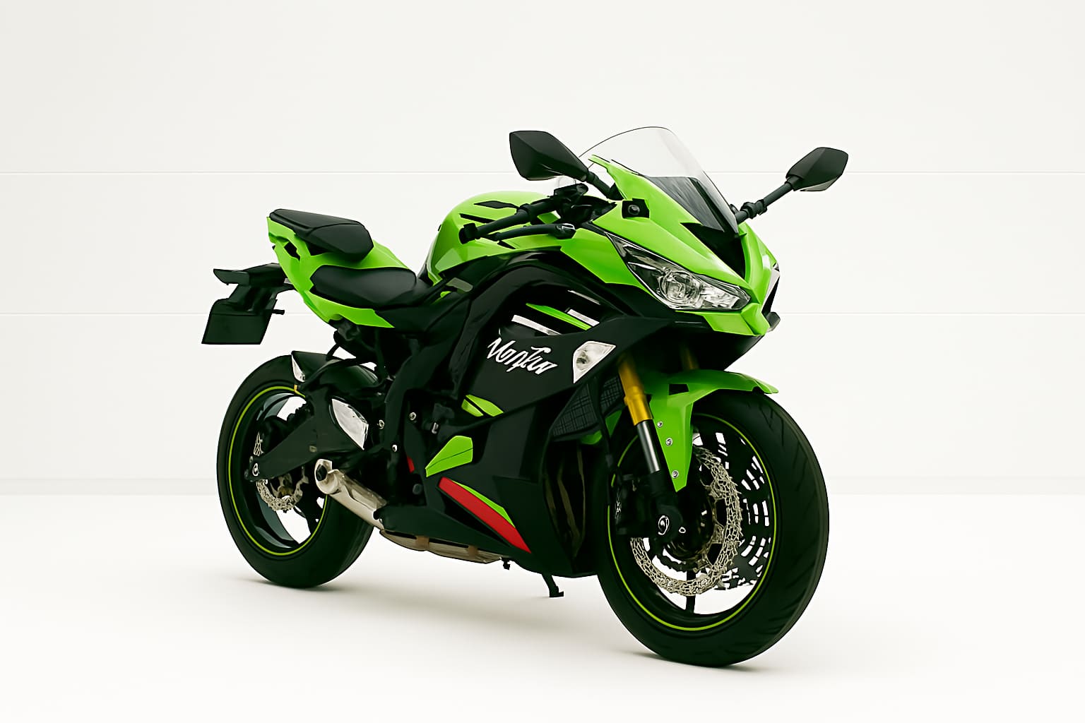 ZX-25R کاوازاکی با طراحی اسپرت، نمایش داده‌شده روی پس‌زمینه سفید برای گالری سایت وان سیکلت